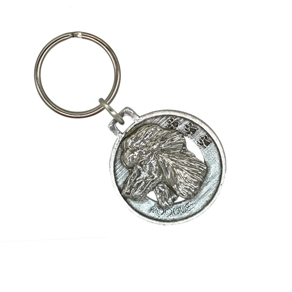 1016 Standard Poodle Keychain, Dog, Pewter, D142KC, 1 1/2", 100% Handmade